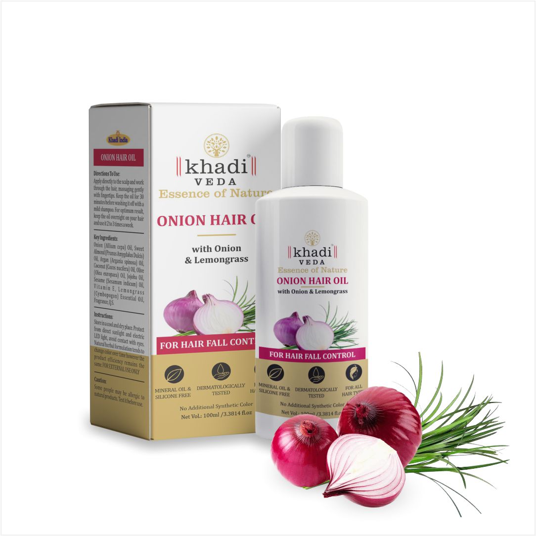 Khadi Veda Onion Hair Oil-The Ultimate Natural Hair Care Solution Khadi Veda Onion Hair Oil-The Ultimate Natural Hair Care Solution